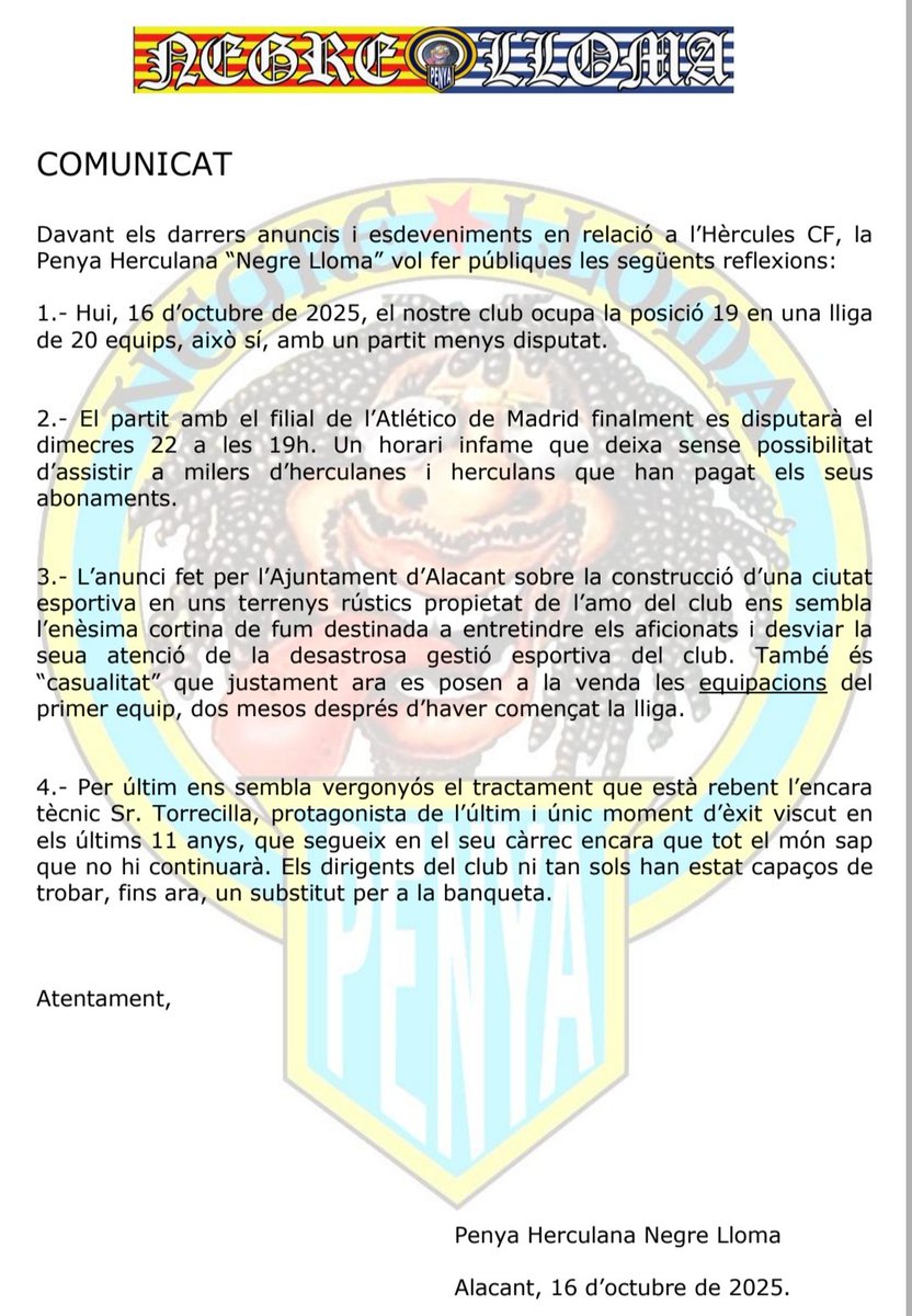 Bon dia. Hui, nota de premsa.