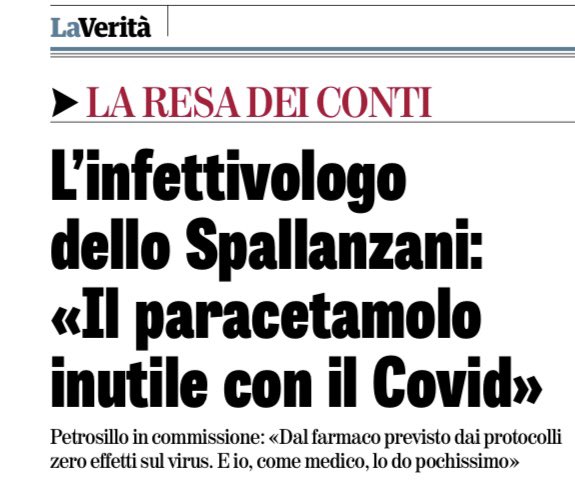 Ennesima dichiarazione confessoria in Commissione Covid. Con la #Tachipirina la gente è morta!