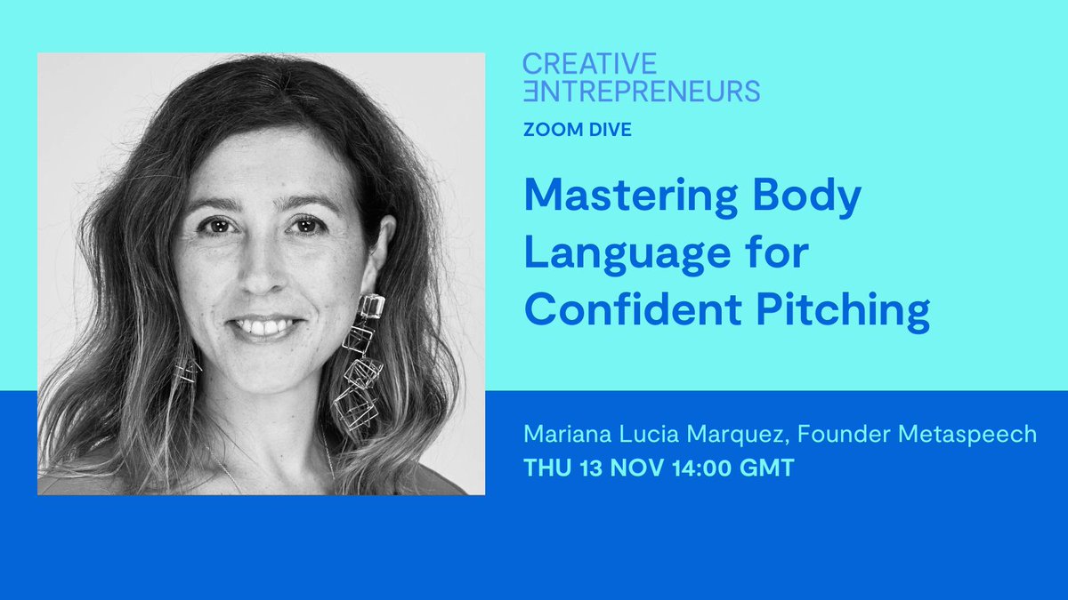 Creative_Entrs's tweet image. Want to pitch with presence, speak with impact and stop letting nerves sabotage your message? Join Mariana Lucia Marquez on 13 Nov for our Zoom Dive on mastering body language for confident pitching. Book now: bit.ly/42G7vCz #CreativeEntrepreneur #PitchingTips