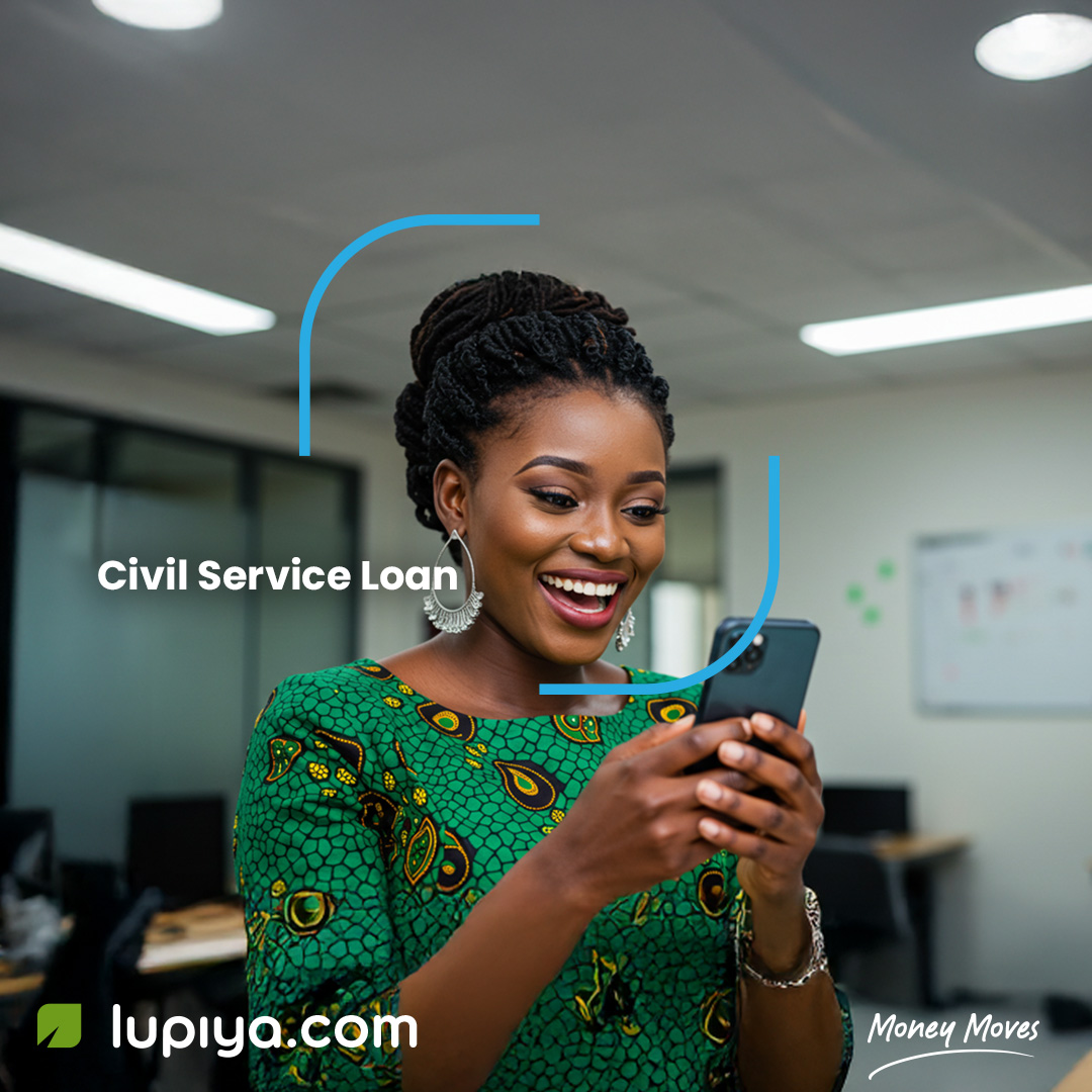 Civil Service Loan

You work hard and deserve financial options that you can depend on.

Visit our website at lupiya.com/personal-loans…  to learn more. 
#LupiyaMoneyMoves