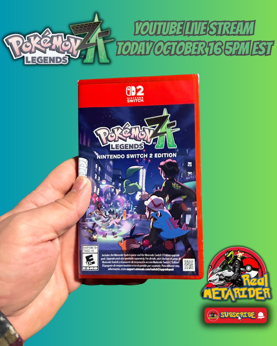 RealMetaride's tweet image. Tune into my YouTube Live stream of Pokemon legends ZA TODAY! October 16th @5pm EST 

You can watch it on my YouTube channel at RealMetaRider! Make sure you subscribe and hit the bell notification to see when I’m LIVE. 

Link Below

youtube.com/@RealMetaRider