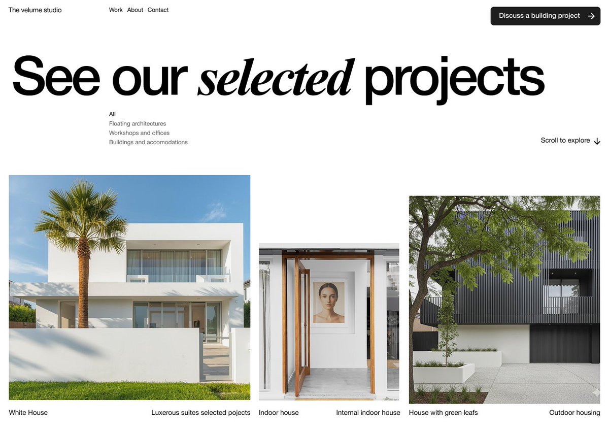 thecode_master's tweet image. Website design exploration for an Architecture Studio