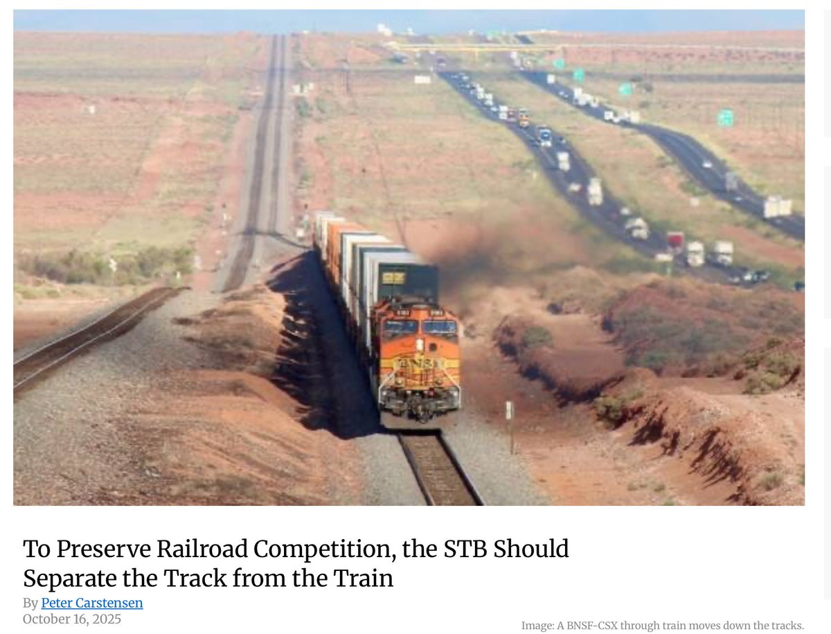 In this new piece for <a href="/TheSlingUtah/">The Sling</a>, Peter Carstensen, Emeritus Professor at the University of Wisconsin Law School, explains that if the Union Pacific-Norfolk Southern merger is to be allowed, there should be separation between ownership of the tracks and operation of the