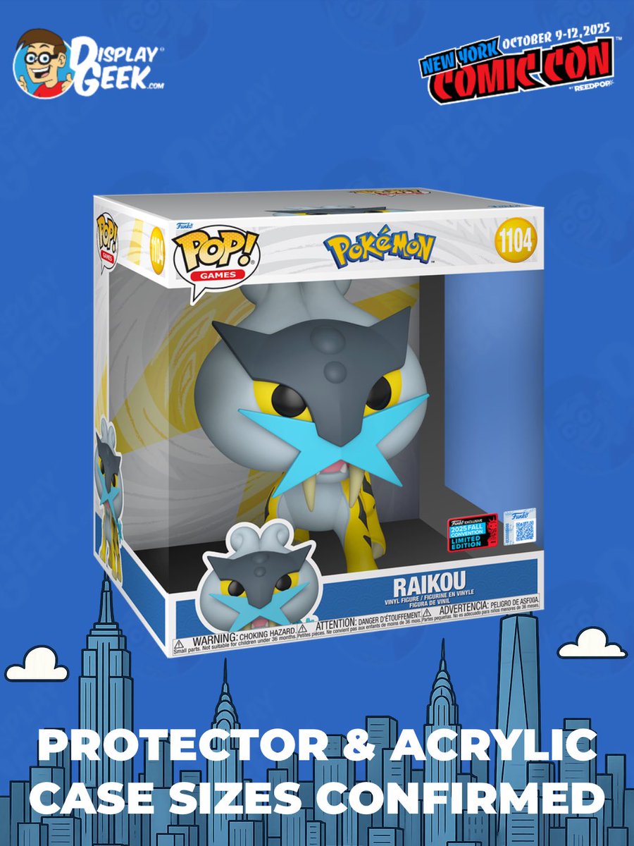 DisplayGeek's tweet image. #NYCC Exclusive protector size confirmed and available now: Pop! Games Raikou (In 0.50mm Protector OR 3mm Custom Acrylic Case!) 
#DisplayGeek #Funko #FunkoPops #PopProtector #NYCC2025 #NewYorkComicCon #ComicCon #Pokemon