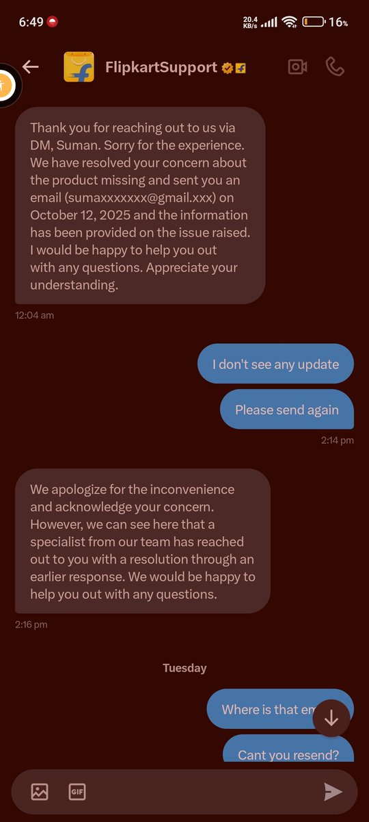 Su_mandas's tweet photo. @flipkartsupport @Flipkart 

Is this a new kind of avoiding resolution/work? https://t.co/kBJOOKrN0u