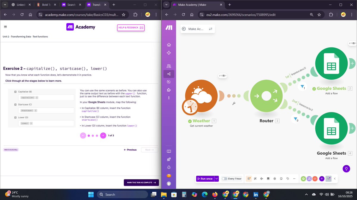 moyin_06's tweet image. Today on Make Academy, I learned about data types and structures, and how to transform data using functions.
As a data analyst, I already understand data types, structures, and functions, but seeing how they come in handy on Make has been fascinating.