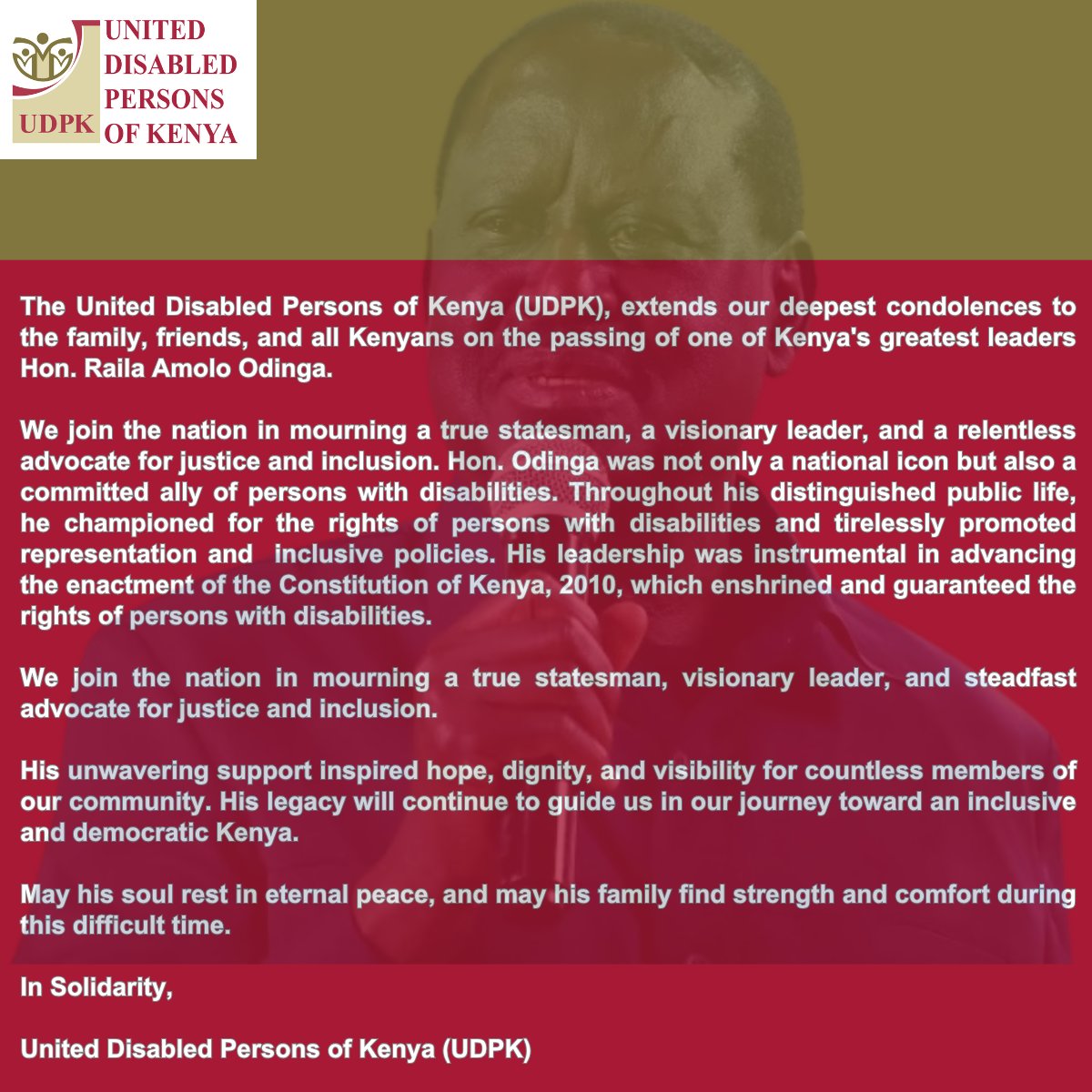 UDPKenya's tweet photo. We join Kenyans in mourning a true statesman. #RIPRailaOdinga https://t.co/buKp0qTmtR