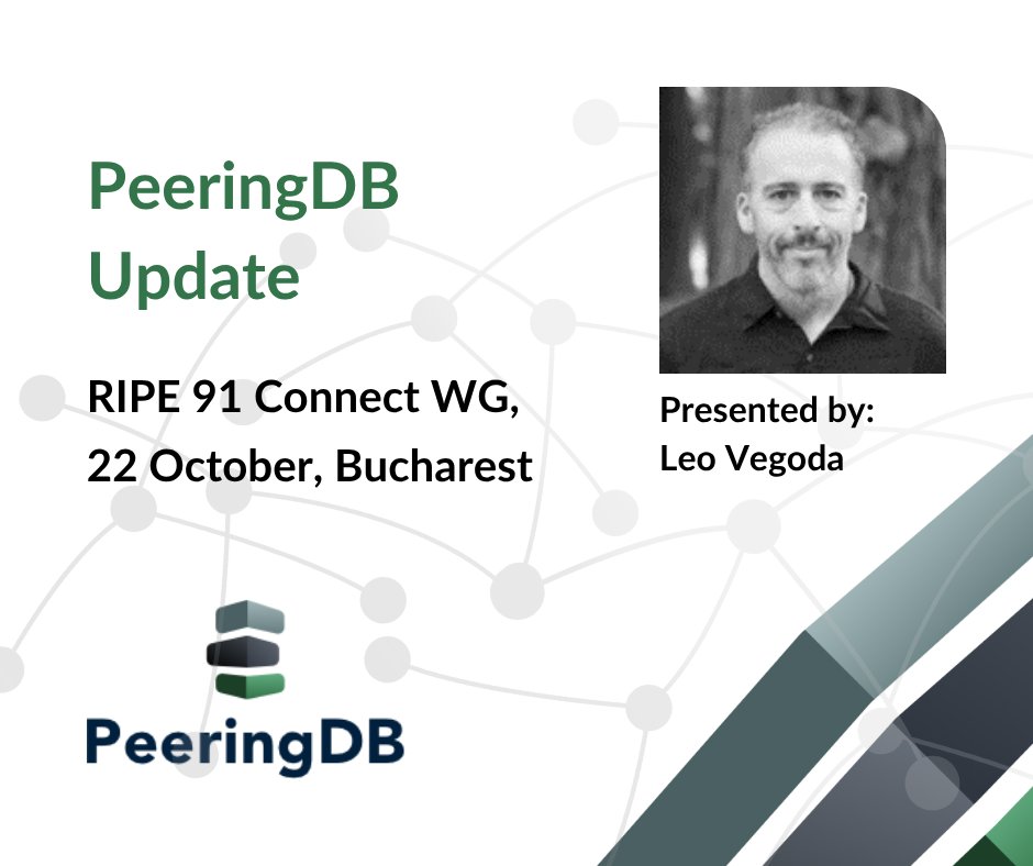 We're at <a href="/ripencc/">RIPE NCC</a> #ripe91 next week! Leo Vegoda will give a PeeringDB Update in the Connect WG on Wednesday morning. Come talk to us!
ripe91.ripe.net/programme/meet…
#peering #interconnection