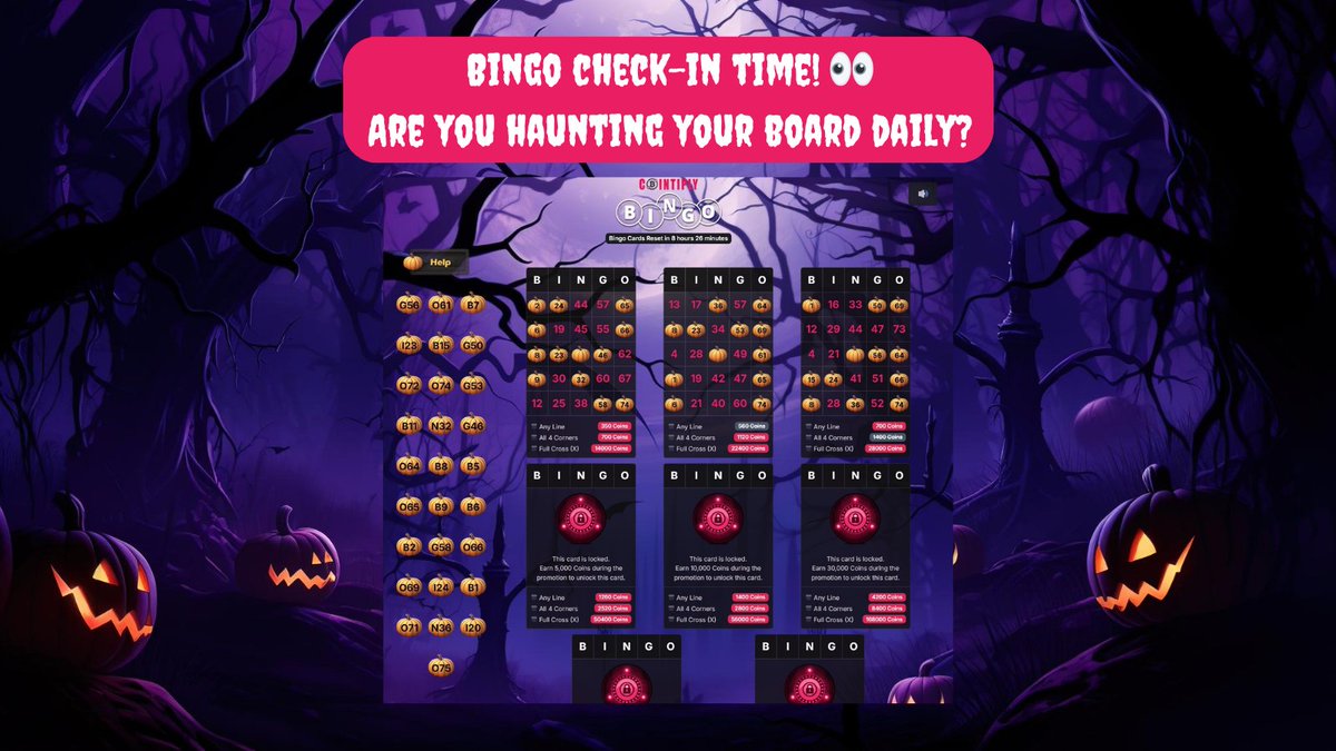 CointiplyFaucet's tweet image. Bingo check-in time! 👀
Are you haunting your board daily? 👻🧛♂️
✅ 20% bonus on surveys & offers
✅ New board every 24 hours
✅ Rewards that’ll raise the dead
Drop a 💀 if your board is looking scary-good!
#HalloweenBingo #CointiplyBonus