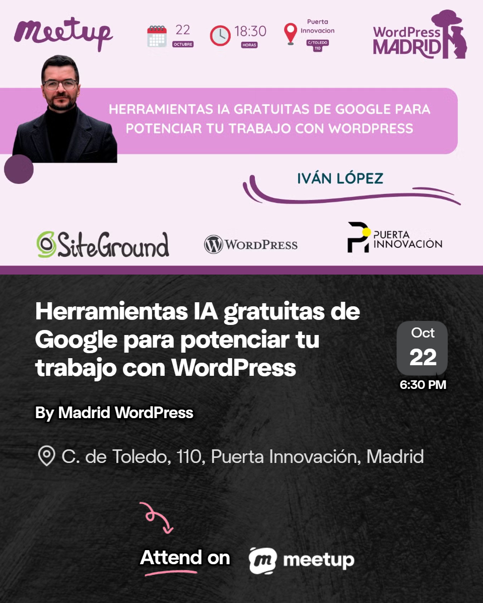 MadridWordPress (@madridwordpress) on Twitter photo Nueva meetup, ya estamos en Puerta Innovación.
Este mes sólo reserva para tu pizza y networking. 
Avísanos para cualquier intolerencia que no sea gluten (vegano check).
meetup.com/wordpress-madr…
Merendamos gracias a <a href="/SiteGround_ES/">SiteGround España</a> 
Tenemos espacio seguro gracias a <a href="/madridinnova/">Madrid Innovation</a> Nueva meetup, ya estamos en Puerta Innovación.
Este mes sólo reserva para tu pizza y networking. 
Avísanos para cualquier intolerencia que no sea gluten (vegano check).
meetup.com/wordpress-madr…
Merendamos gracias a <a href="/SiteGround_ES/">SiteGround España</a> 
Tenemos espacio seguro gracias a <a href="/madridinnova/">Madrid Innovation</a>