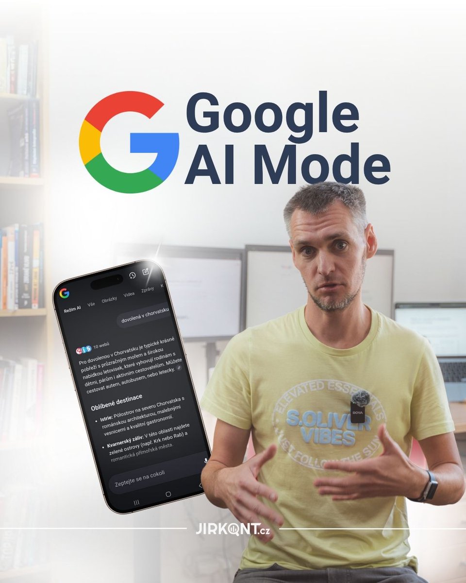 🚨 GOOGL AI MODE je oficiálně tady! 🚨
Méně kliků na web, víc kompletních odpovědí rovnou ve vyhledávání. Mění se pravidla #SEO a #Ecommerce. Navštivte náš blog, kde se dozvíte, jak tuhle novou hru hrát: 👇
jirkont.cz/google-ai-mode…