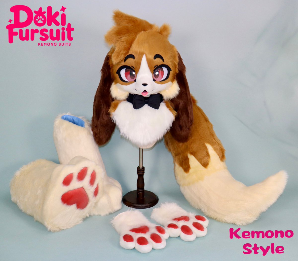 🐶Half fursuit commission completed🐶
with fluffy big ears and adorable paws! ❤️