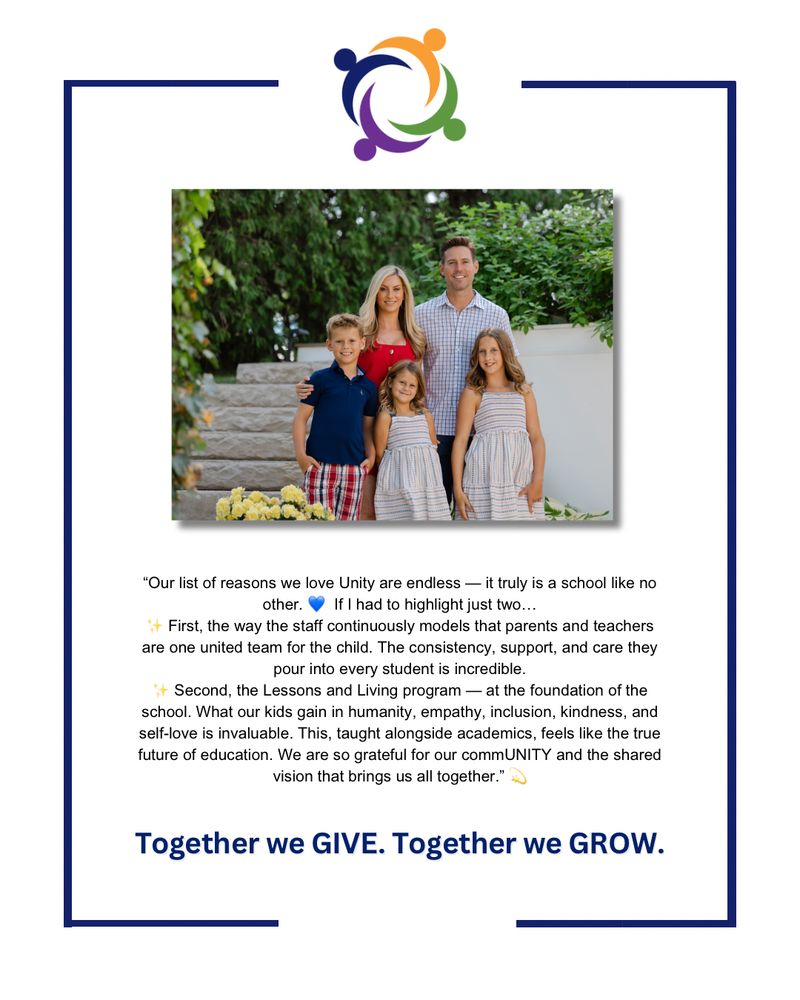 UnityDelray's tweet image. 💙 “Unity is truly a school like no other.” The Idle family gives to the Annual Fund because they believe in nurturing compassion, connection, and growth—values that make Unity so special. 💛
👉 Donate: form-renderer-app.donorperfect.io/give/unity-s...
#UnitySchoolFL #AnnualFund #TogetherWeGrow