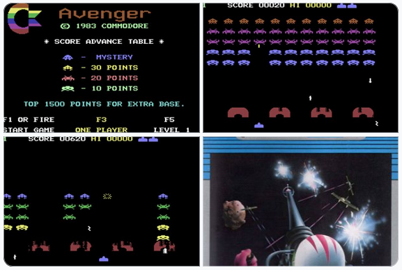 The #C64 A to Z

My Fave ‘A’ Games – No.24

Avenger (Commodore)

One of the C64’s earliest titles, Avenger is a Space Invaders clone so close you half expected Taito’s lawyers to invade. Basic sights and sounds, but the arcade tension is bang on.