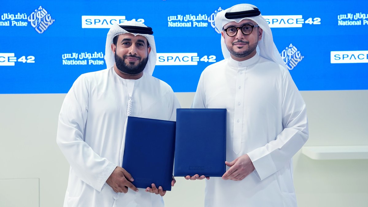 space42ai's tweet photo. Space42 has signed a Memorandum of Understanding with National Pulse Group, a Strategic Services Group, accelerating the national vision of the UAE economy through digital transformation. The collaboration between the two companies will drive awareness about:
​
- #GIQ ​
- Maps Data​
- Survey Data​
- Mobility Solutions​

This collaboration reflects more than just a strategic partnership it is a targeted move in #Space42’s ongoing effort to lead in geospatial intelligence. By embedding AI-driven analytics into real-world applications. This initiative feeds directly into our core mission, to integrate satellite communications, Earth observation, and AI into a unified, sovereign intelligence infrastructure.​

The agreement was signed at @GITEX_GLOBAL  2025 by Mohammad Bin Markhan AlKetbi, Founder and Managing Director of National Pulse, and Sulaiman Al Ali, Chief Commercial Officer at Space42.

#GITEX2025