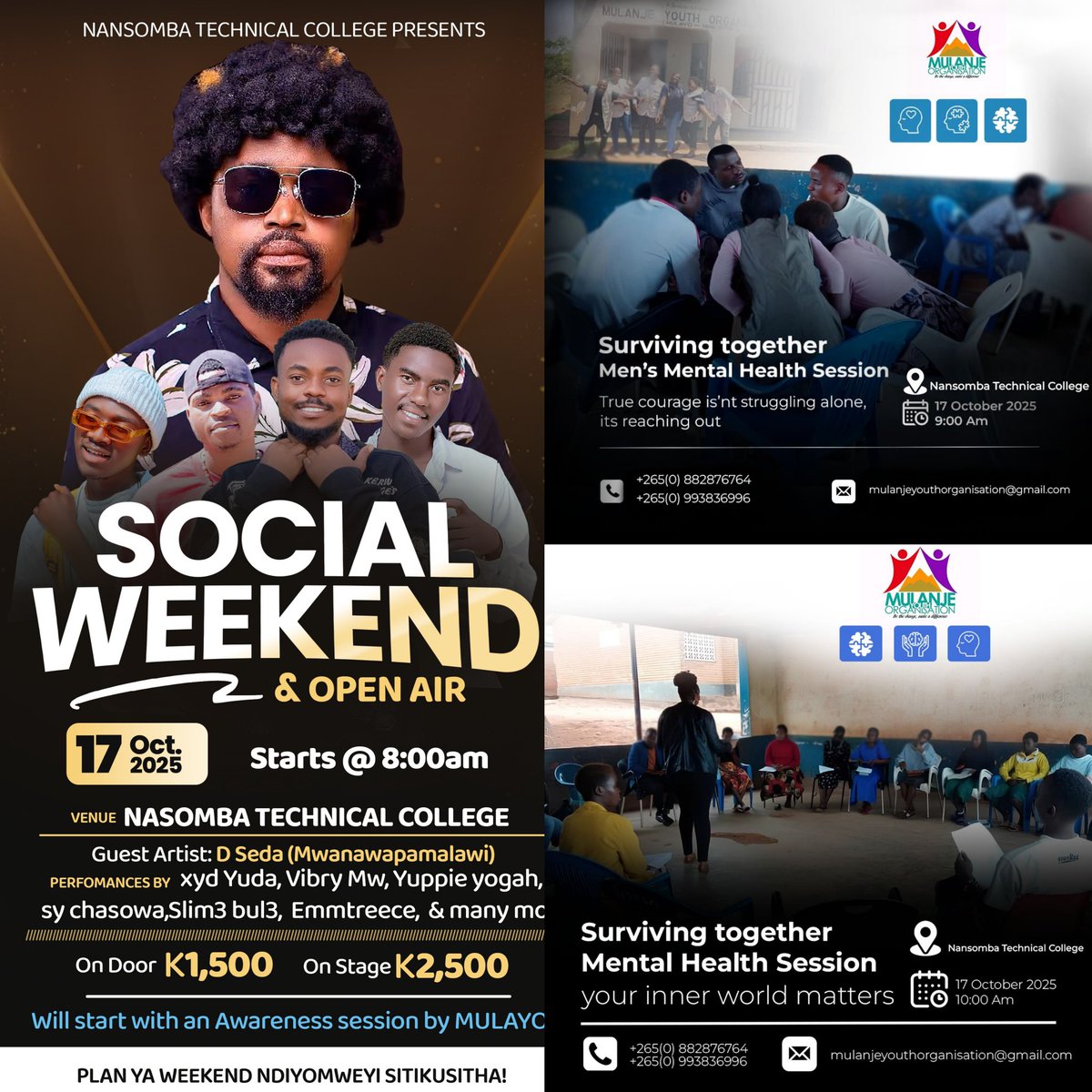 Social Weekend ya Nansomba Technical College ikuchitika Friday yi ndipo ma student uku anenelatu kuti ayiwonetsa kuposa ma college ena komanso kuli zochitika zina ndi zina zobheba ndi zopindulira achinyamata kuchokera ku Mulanje Youth Organisation