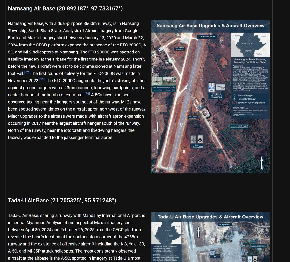 sheehanj920's tweet image. had overlooked this very neat bit of research from June (&amp;amp; doesn&apos;t look like it circulated much).

&quot;This geospatial report investigates the aircraft delivered, airbase facilities upgraded, and civilian infrastructure attacked by the MAF between February 2021 and March 2025...&quot;