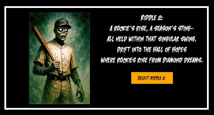 👻New Riddles, New Sales... 👀
Select one of this week's #Spooktober riddles...but choose wisely. ☠️🏀🏈

Found on the homepage of our sports card website: understadiumlights.com 🛒
#Halloween #sportscard #sale