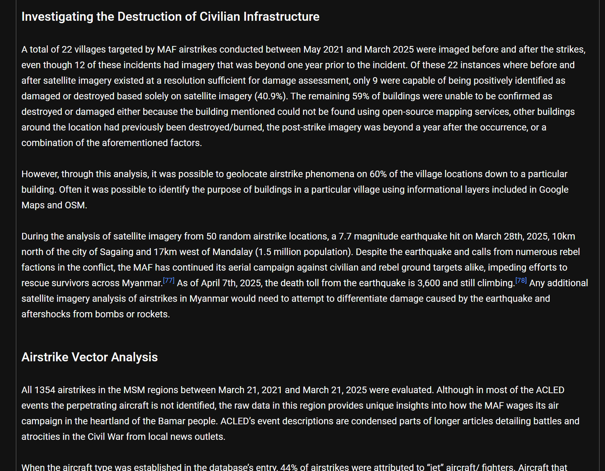 sheehanj920's tweet image. had overlooked this very neat bit of research from June (&amp;amp; doesn&apos;t look like it circulated much).

&quot;This geospatial report investigates the aircraft delivered, airbase facilities upgraded, and civilian infrastructure attacked by the MAF between February 2021 and March 2025...&quot;