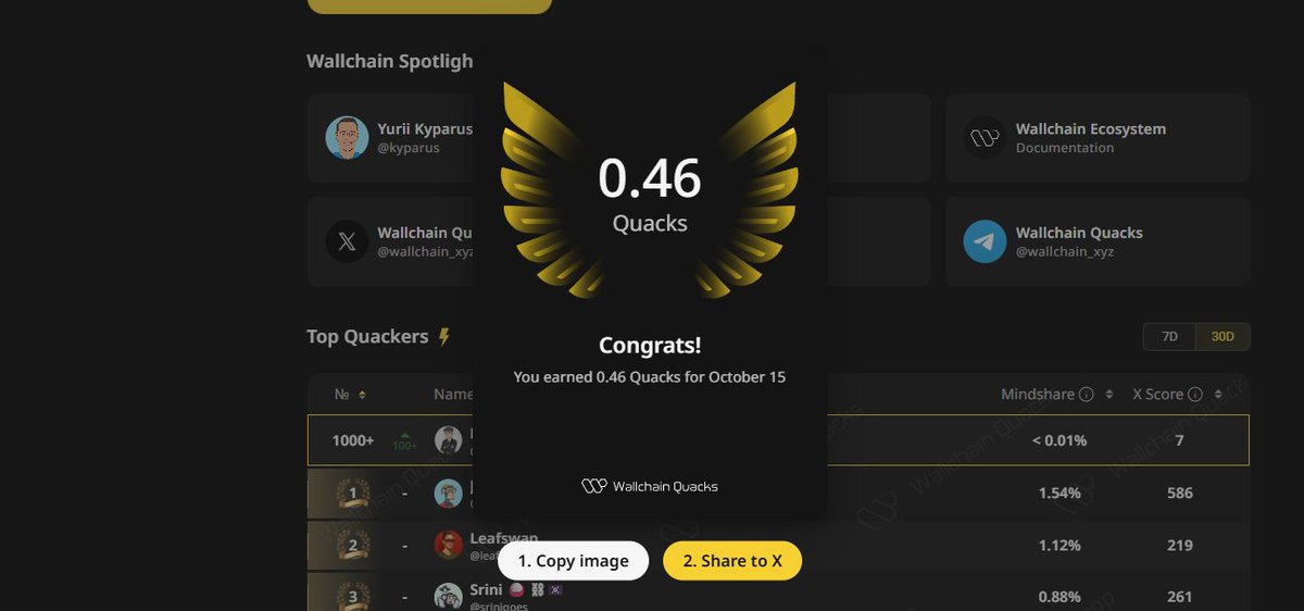 Hello Quackers.🦆

The daily quack distribution is complete, I think I need to work a little more.🪂🤔

I'm looking forward to your suggestions.👇 <a href="/wallchain_xyz/">Wallchain Quacks</a>