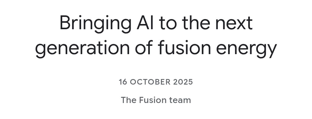 AndrewCurran_'s tweet image. Google DeepMind has formed a research partnership with Commonwealth Fusion Systems. They plan to use reinforcement learning to discover novel real-time control strategies, and &apos;to accelerate the timeline to deliver fusion energy to the grid.&apos;