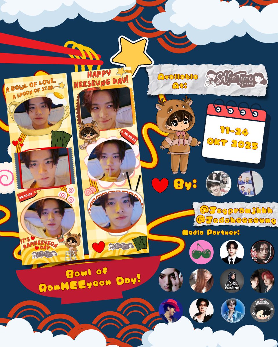 evanndeer's tweet image. 🧡🧾𝗘𝗡𝗚𝗘𝗡𝗘’𝘀 𝗦𝗲𝗰𝗿𝗲𝘁 𝗿𝗲𝗰𝗶𝗽𝗲 :
 
A bowl of love, a spoon of star 🌟
&amp;amp; Endleaa cheers for Heeseung —
It’s #RamHeeyeonDay 🦌🍜

🎊 Birthday Photobooth Frame Event by @jsgpramjkkh @jodoheeseung

Available at :
📍@selfietimeid
🗓️ 11-24 October 2025