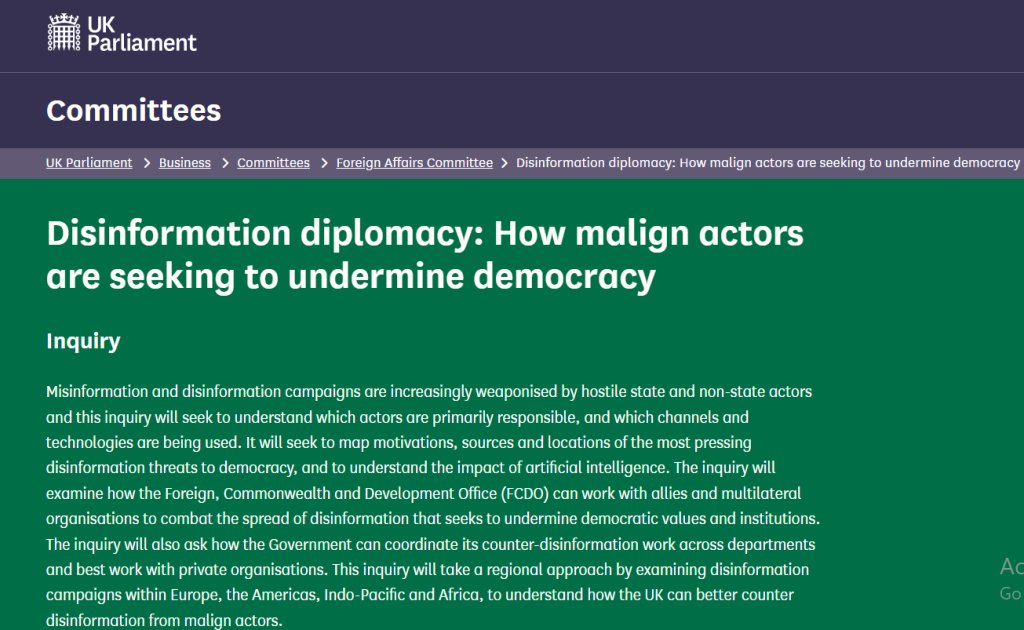 DIGIEFFECT_EU's tweet photo. Happy to have contributed with written evidence (DIS0041) to the Foreign Affairs Committee inquiry: 
“Disinformation diplomacy: The UK and the EU regulatory landscape” 
https://t.co/kbSFf85YYh
#Disinformation @EUvsDisinfo @CORDIS_EU #NextGenerationEU  @StrathPolIR @FspacCluj https://t.co/lQ8hZz8qxO
