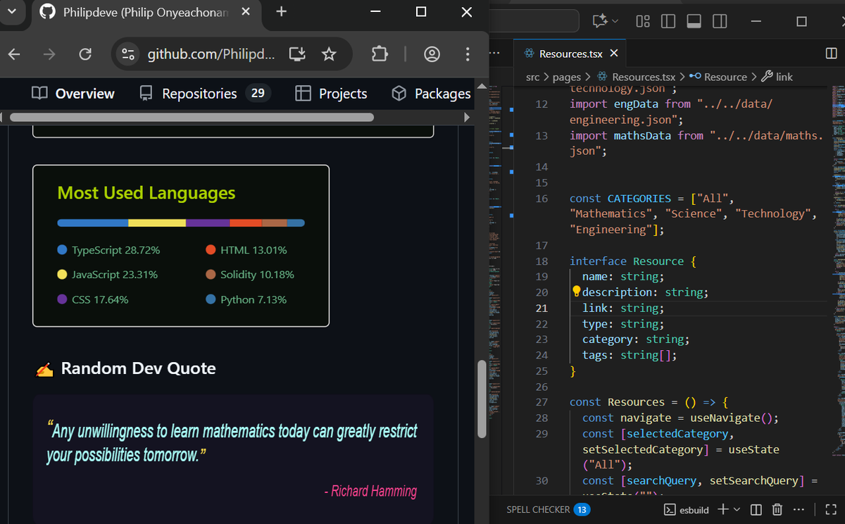 phil_thedev's tweet image. Early this year, TypeScript wasn't even on the list, but working with it on multiple projects so far has taught me its importance. Maybe I will migrate some projects I have done to TS😉