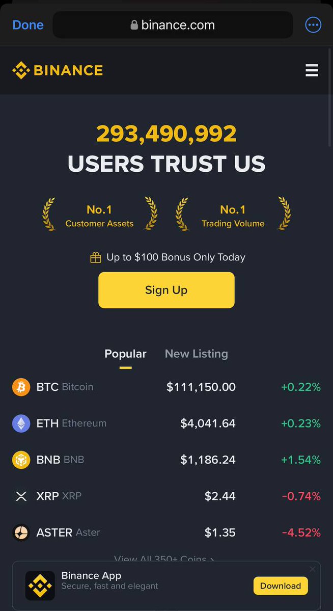 I literally just sold every single major crypto i have other than some Memecoins and put them all in $ASTER  

If you open Binance.com you'll see $ASTER there with the top 5 coins.

probably nothing? 

<a href="/Aster_DEX/">Aster</a> is going to be the number 1 DEX by miles just like
