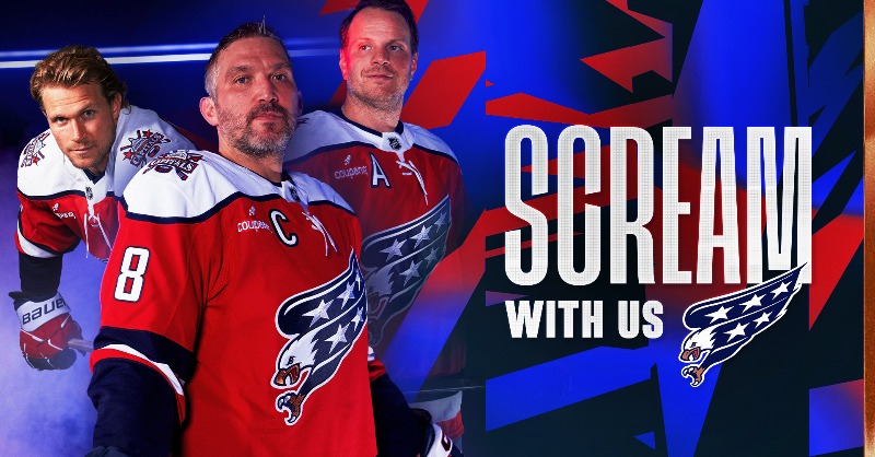 Capitals's tweet photo. The Capitals will debut their new red third jersey, which features the @CoupangInc patch and the team's iconic Screaming Eagle, this Friday.

To celebrate the debut, an American Bald Eagle will make a special appearance at @CapitalOneArena alongside several exciting initiatives.