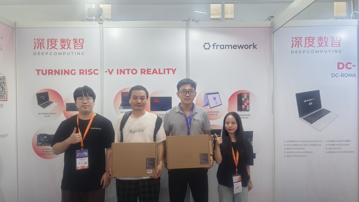 DeepComputingio's tweet image. Day 2 at WESEMiBAY 🎉
Our raffle winners have been announced — congratulations to all participants! 🙌
Thank you for visiting and sharing your excitement for AI + RISC-V.
@FrameworkPuter @ubuntu
#RISCV #AI #Framework #Ubuntu