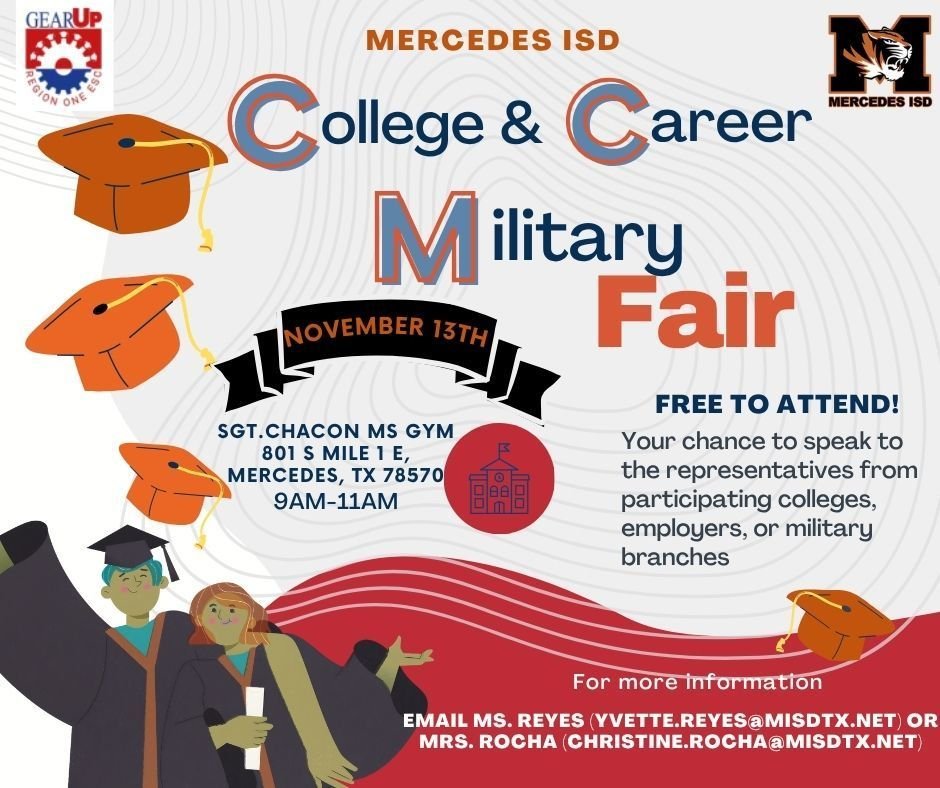 ChaconSgt's tweet photo. Join us for our College &amp; Career Military Fair!
November 13, 2025, from 9 a.m. - 11 a.m.
Sgt. Chacon Middle School Gym https://t.co/YYSJWlZ3uZ