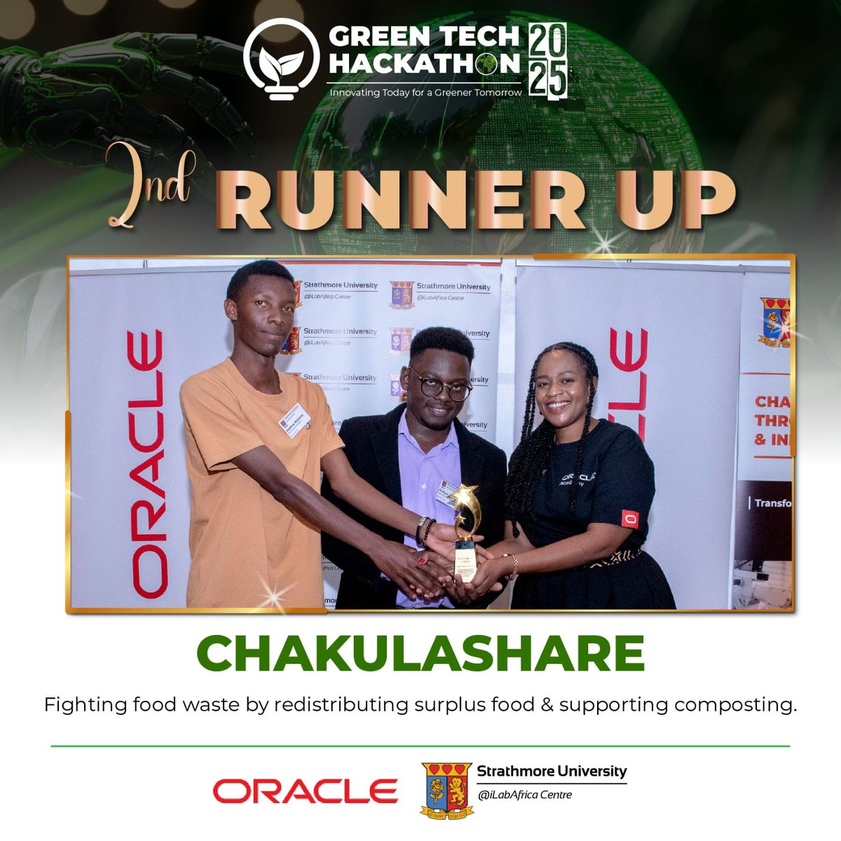 OracleAcademy's tweet image. @OracleAcademy recently held the Green Tech Hackathon in collaboration with @StrathU. 150+ teams from across #Kenya applied to participate in a week-long innovation challenge focused on sustainability. 21 shortlisted student teams leveraged @Oracle technologies @OracleCloud,…