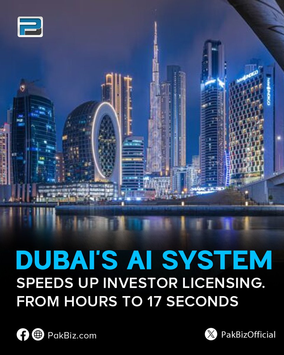 PakBizOfficial's tweet image. From Hours to 17 Seconds: Dubai’s AI System Speeds Up Investor Licensing
pakbiz.com/6jv9
#DubaiAISystem #Digitilization #UAE
