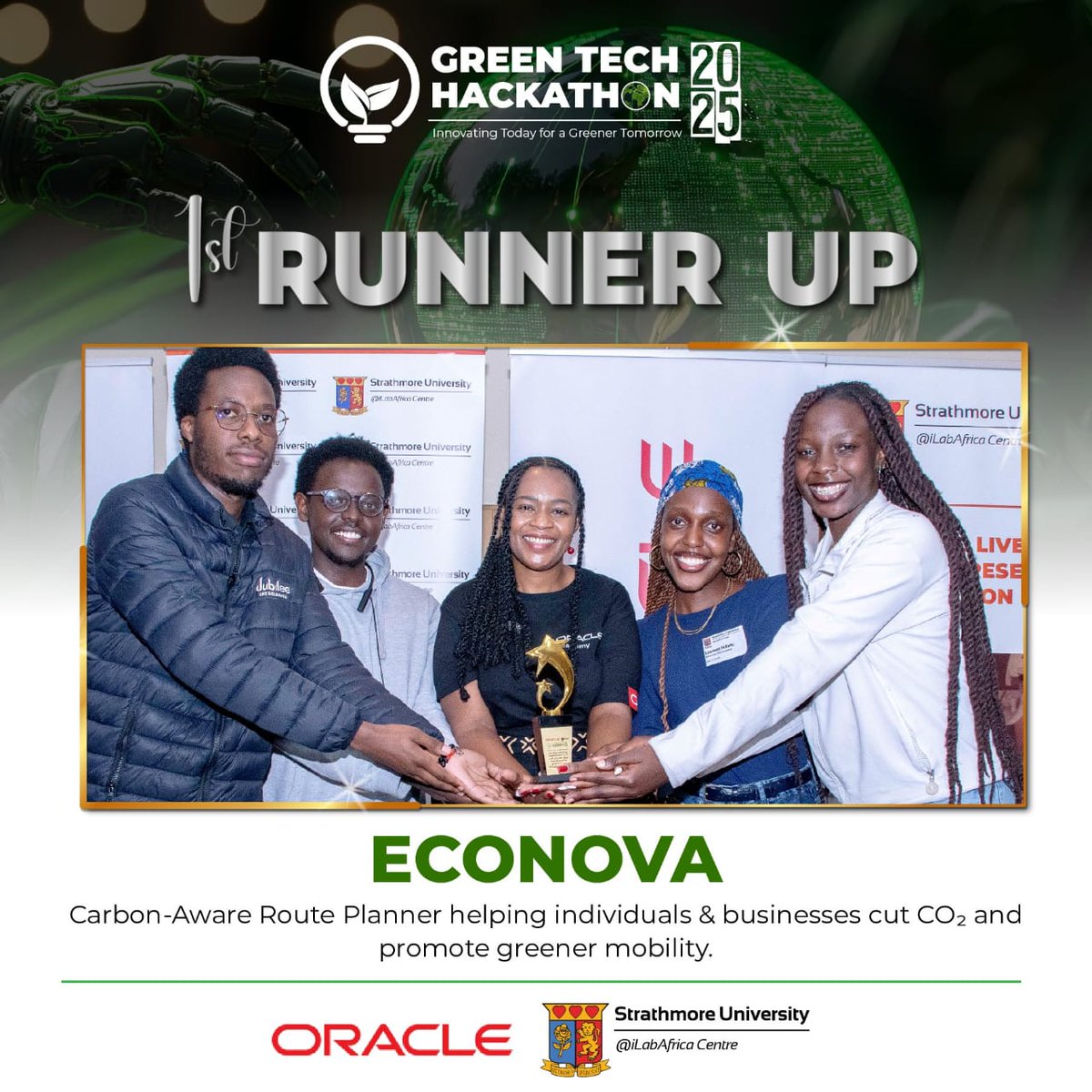 OracleAcademy's tweet image. @OracleAcademy recently held the Green Tech Hackathon in collaboration with @StrathU. 150+ teams from across #Kenya applied to participate in a week-long innovation challenge focused on sustainability. 21 shortlisted student teams leveraged @Oracle technologies @OracleCloud,…