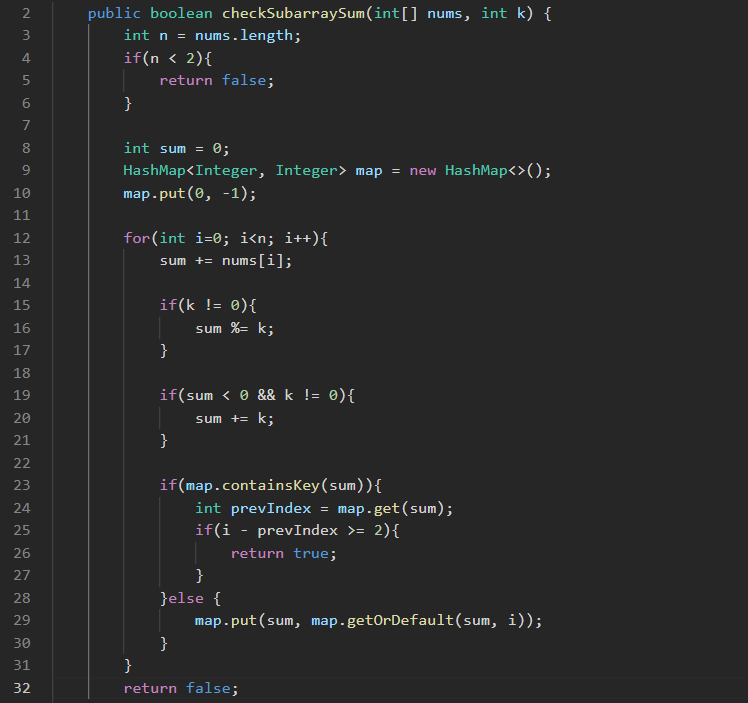cha84587's tweet image. 🧩 Leet Code 523 - Continuous Subarray Sum
Practice Array, Prefix, Math and Hash Table.
#LeetCode #Java #Coding #100DaysOfCode #Prefix #HashMap #arrayoperations