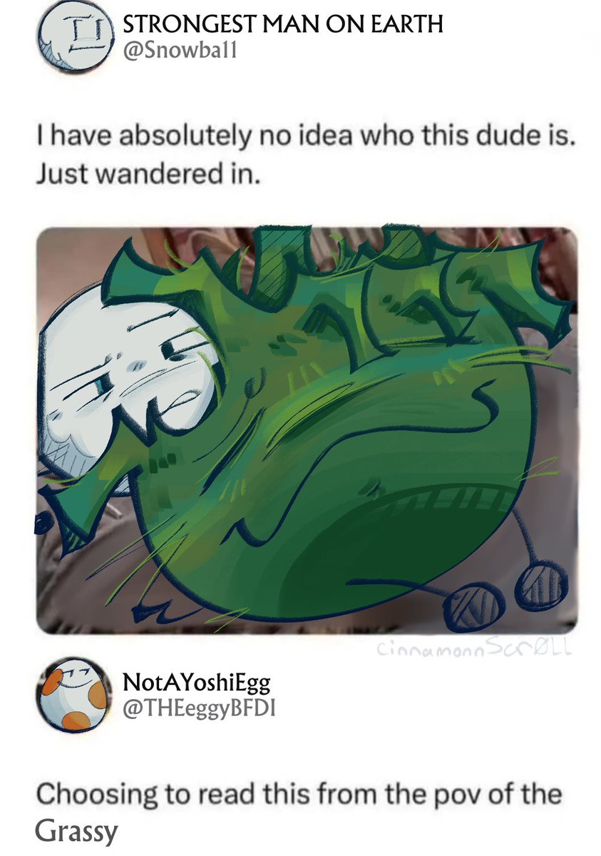 grassy clinging to snowball the moment tpot starts #tpot #bfdi