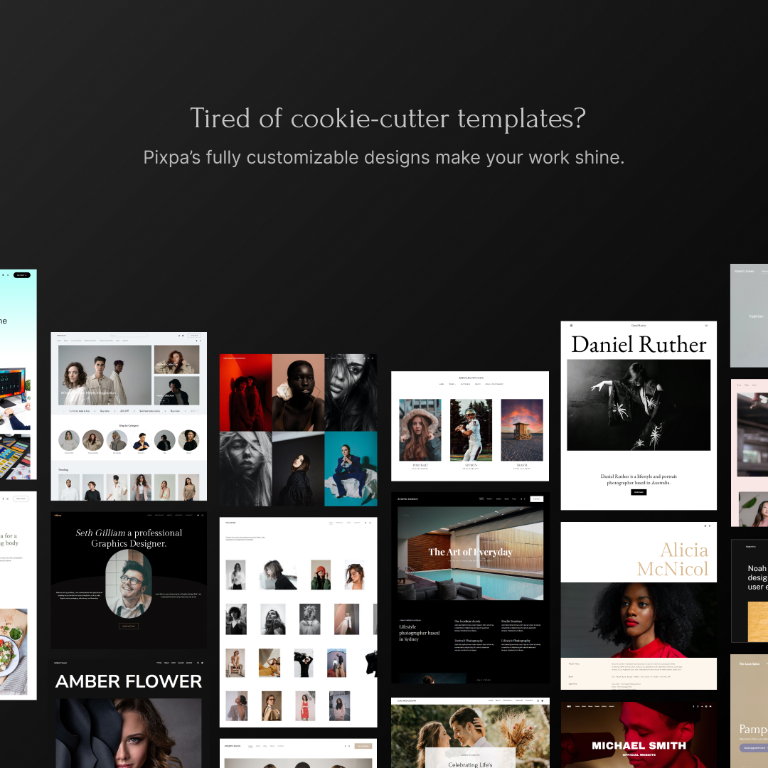 ✨ Tired of cookie-cutter templates? Pixpa’s fully customizable designs make your work shine. 👉 Explore templates: pixpa.com/?via=social