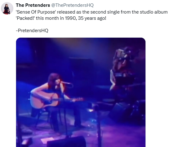 «Sense Of Purpose» se lanzó como el segundo sencillo del álbum de estudio «Packed!» este mes de 1990, ¡hace 35 años!

-PretendersHQ