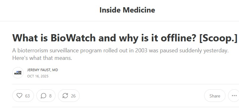 greg_folkers's tweet image. Inside Medicine: What is BioWatch and why is it offline?

by @jeremyfaust

bit.ly/4qsFIzM