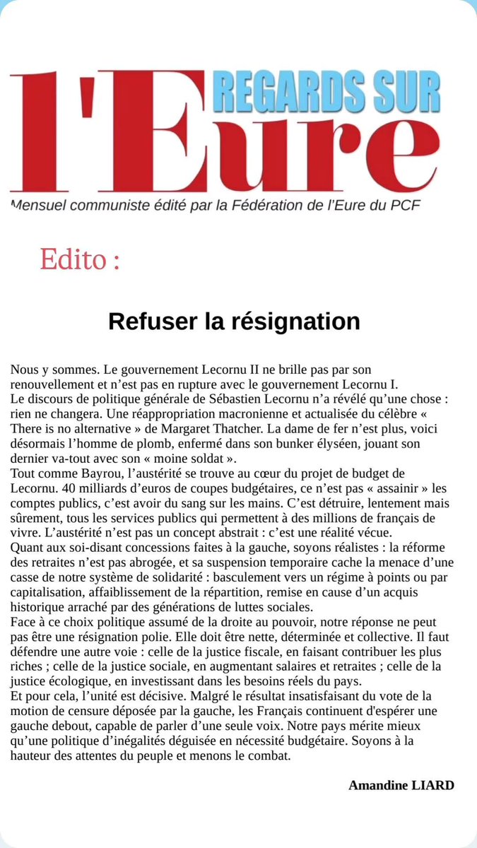 A lire : notre édito dans le dernier Regards sur l'Eure ! 
Demandez à le recevoir : envoyez nous votre adresse mail  📧
