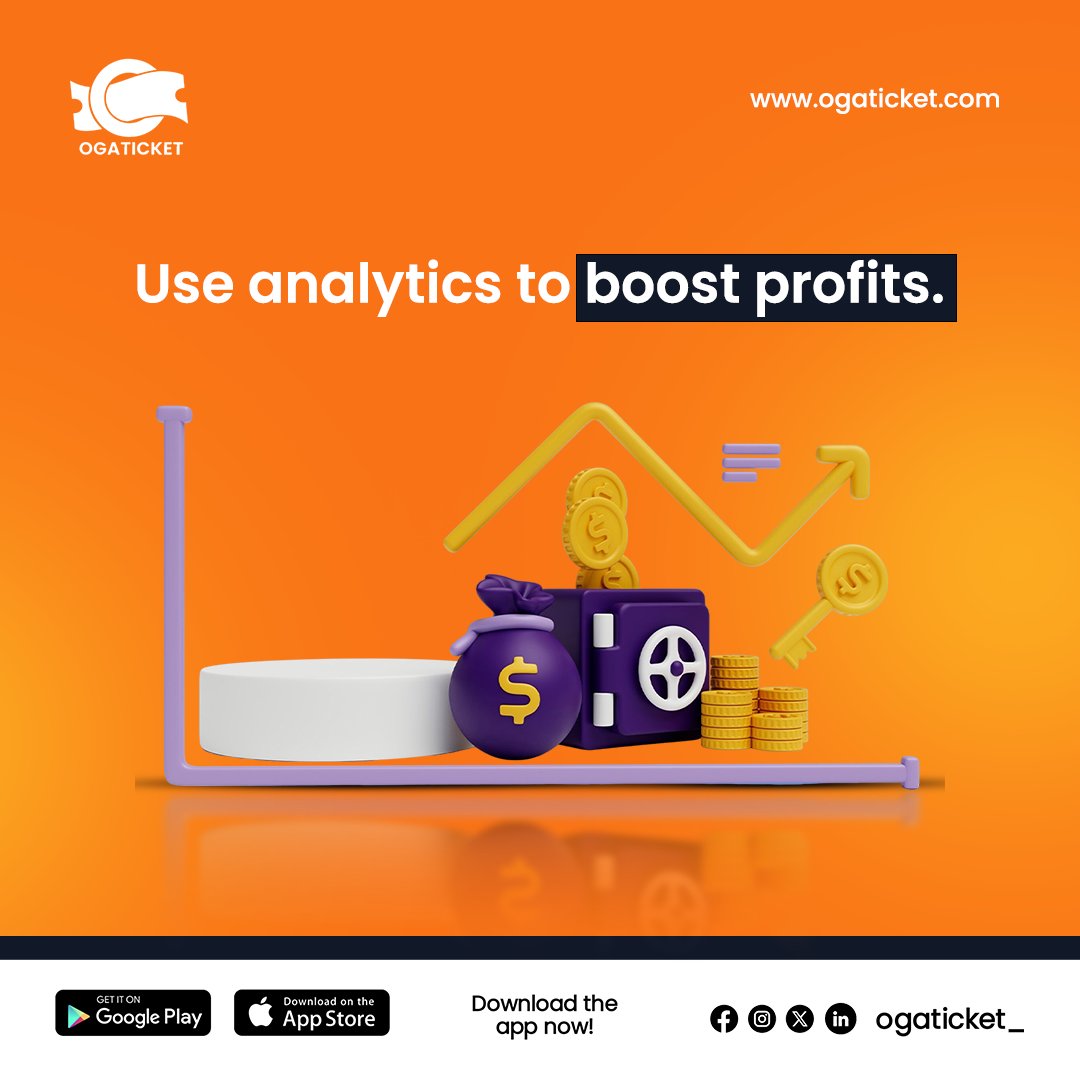 Ogaticket_'s tweet image. 💡Turn data into growth! With OgaTicket, you can track your event performance, understand your audience, and make smarter decisions that boost your profits. 📈💰
Let analytics work for you — not against you.
#OgaTicket #eventtech #eventorganizer #eventmarketing  #ticketing