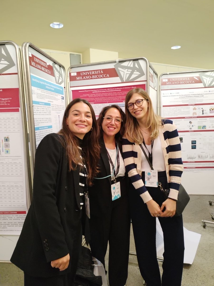 PPAItalia's tweet photo. @GaiaChiara32700, @SimonaAresta and @CinziaPalmirot1’s posters on the use of AI to identify linguistic biomarkers to diagnose AD and PD at the Milan center for neuroscience conference (NeuroMI) lots of interest for this groundbreaking topic! Well done 👏🏻 https://t.co/Op1LXHLGo5