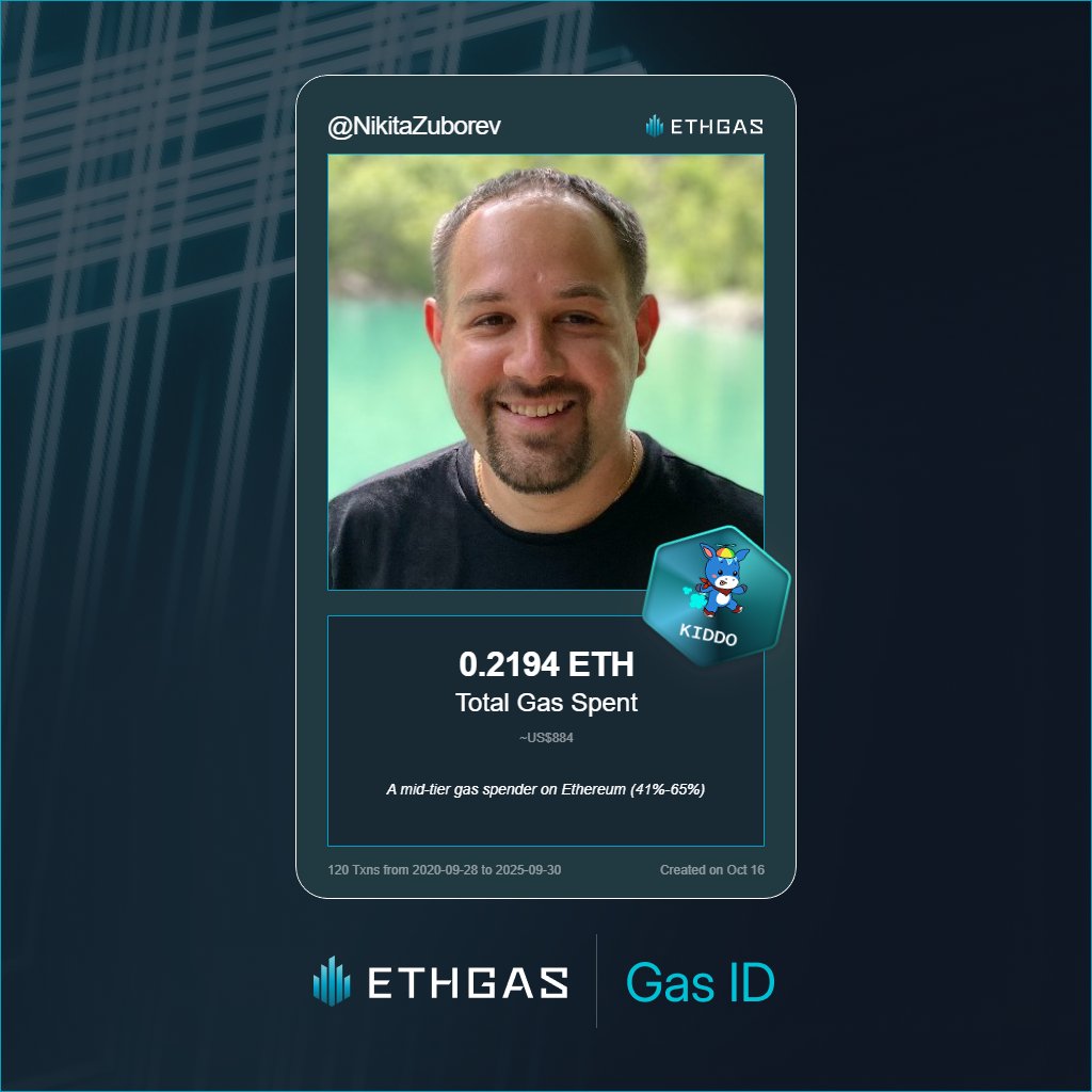 Leveled up in the Great Gas Reckoning with ETHGas! 💪

Kiddo Jack status: 0.2194 ETH gas spent, 75 Beans earned—supporting the Gasless Future!

Claim your Gas ID at ethgas.com/community/gas-…