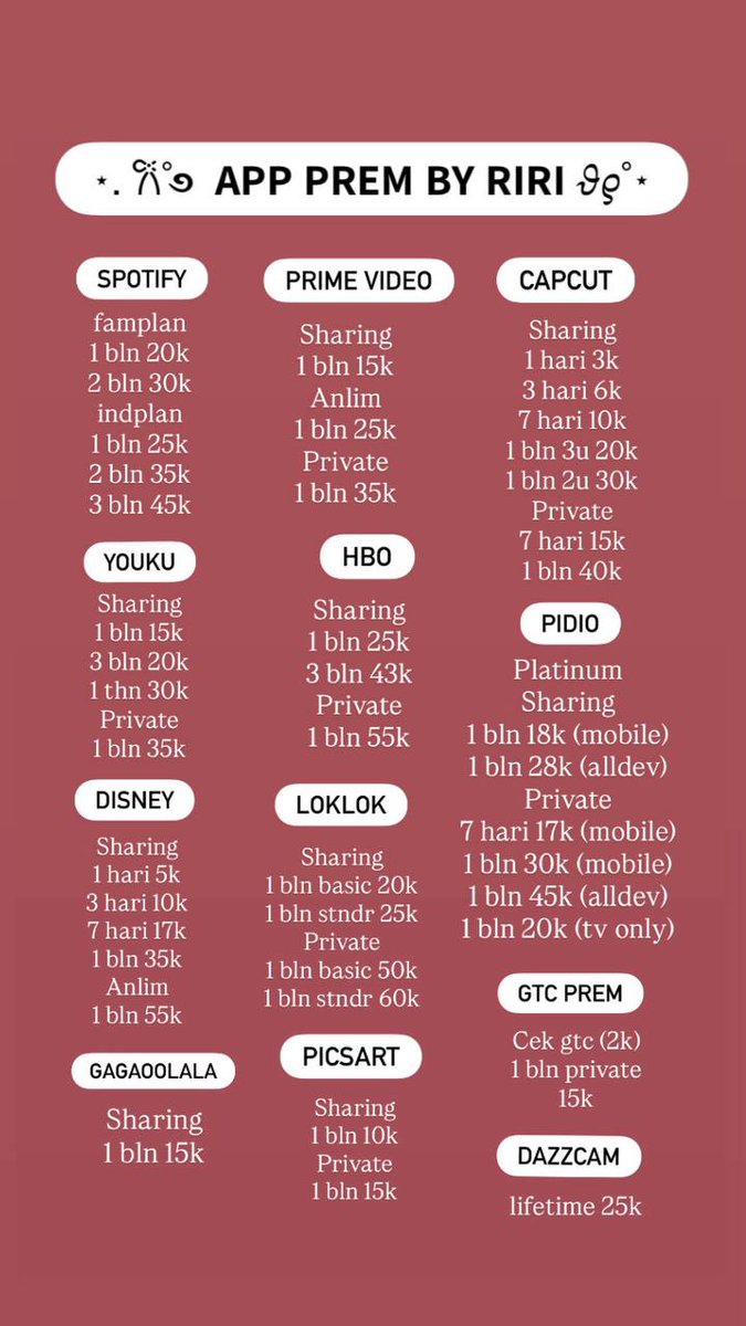 JUAL BELI APP PREM AVAILABLE FOR ORDER NETFLIX PIDIO YOUTUBE SPOTIFY WETV IQIYI BSTASION CAPCUT CANVA LOKLOK HBO DLL

order fastrespon
wa : wa.me/6282126659370

#wtb #zonauang #zonaba 22