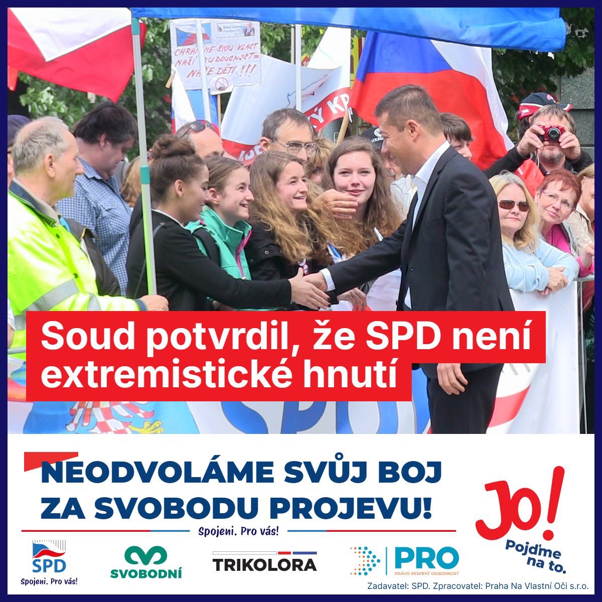 tomio_cz's tweet photo. Soud potvrdil, že SPD není extremistické hnutí. Neodvoláme svůj boj za svobodu projevu! Ministerstvo vnitra porušilo práva hnutí SPD, když ho zařadilo do zprávy o extremismu za druhé pololetí roku 2020. Pravomocně to potvrdil odvolací Městský soud v Praze. Soudkyně konstatovala, že u žádného z výroků, které se ve sledovaném období ze strany SPD objevily, nebyly shledány prvky xenofobie, extremismu nebo předsudečné nenávisti. Nadále budeme bojovat za zájmy českých občanů a za svobodu projevu! Držte nám palce, abychom mohli vaše zájmy hájit v nové vládě. 😉