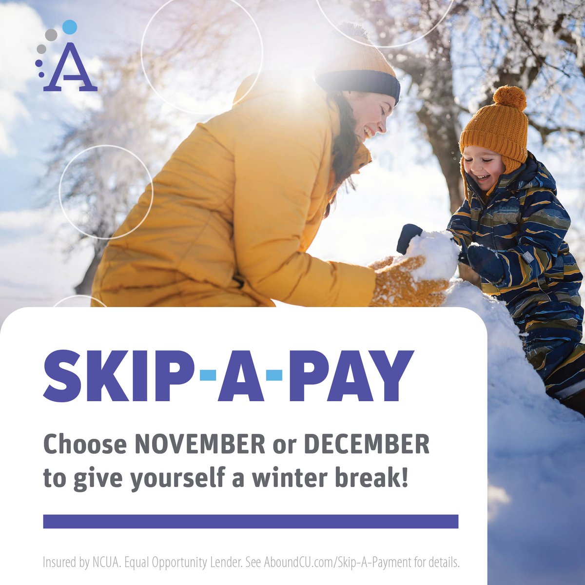 Skip the stress, not the season! With Abound’s Skip-a-Payment option, you can keep more cash for what matters most this holiday. ✨ ow.ly/wyrL50WYUSc