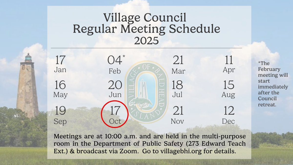 REMINDER: The next Village Council meeting is scheduled for tomorrow, Friday, October 17, 2025, at 10:00 a.m.  
▪️ Listen-in on Zoom; details are here: ow.ly/Y4F550VgqFc
▪️ The agenda is posted here: ow.ly/9mW050VgqFa