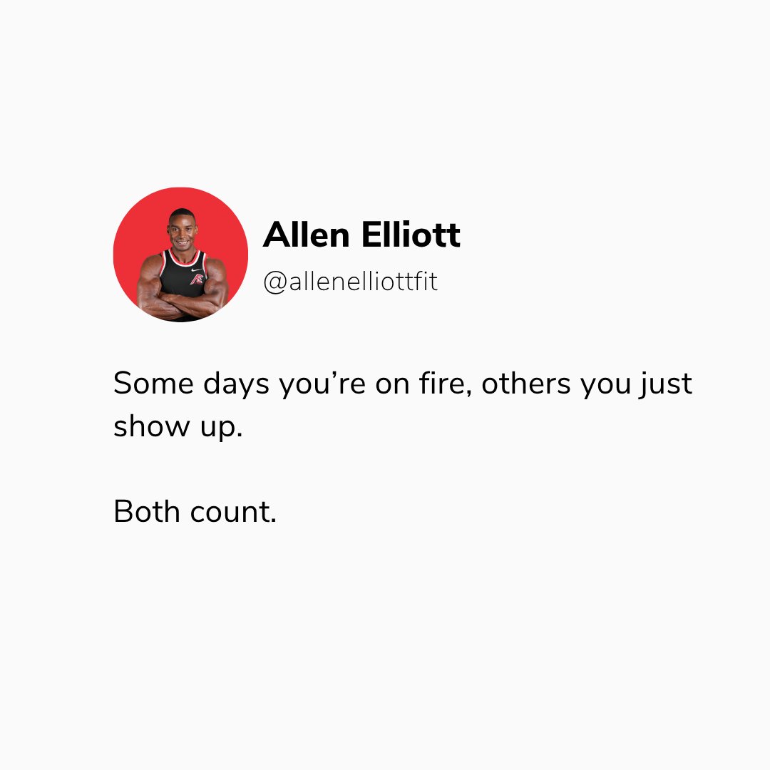 AllenElliottFIT's tweet image. Some days you crush it, other days you just show up – and that’s enough.

Fitness is all about consistency, not perfection.

Keep moving forward, even on the tough days. 🔥💯

#ConsistencyIsKey #KeepGoing
