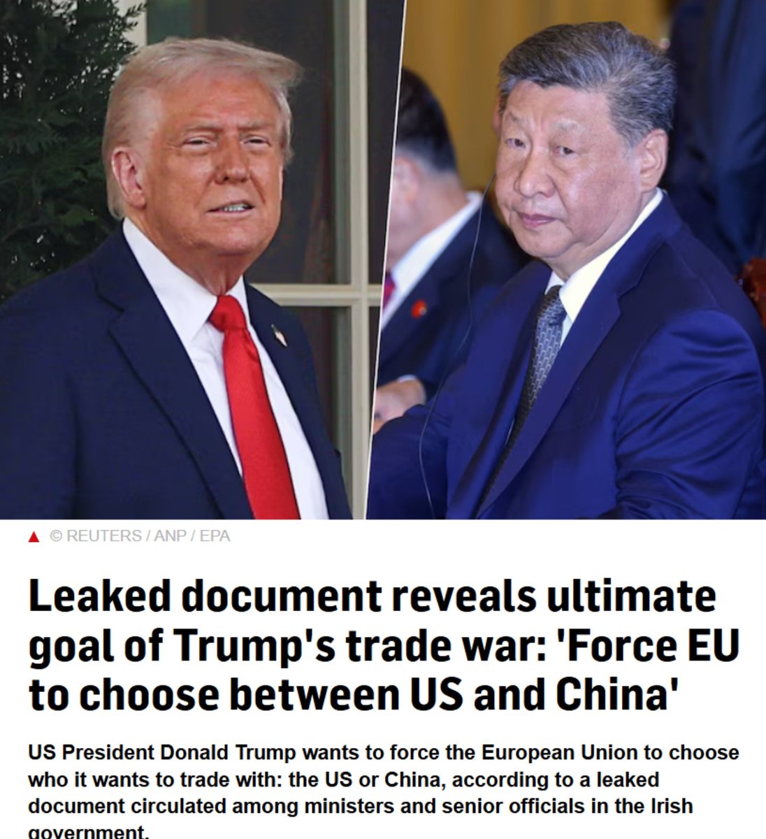 Europe, wake up: bow to Washington and sever ties with China, and you’re digging your own grave.
Your industries will crumble, trade will vanish, and your people will choke on scarcity and insane prices.
Stripped of autonomy, you’ll be nothing but a hollow, pathetic